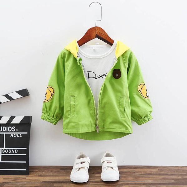 

детские мальчиков и девочки пальто 1-7 лет детской моды куртка весна мультфильм медведь с капюшоном куртки с капюшоном детской ветровки, Blue;gray