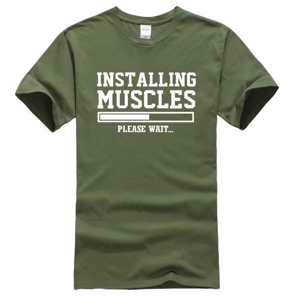

men's t-shirts summer 2019 printed installing muscles funny t-shirt fashion brand clothing quality t shirt men homme fitness, White;black