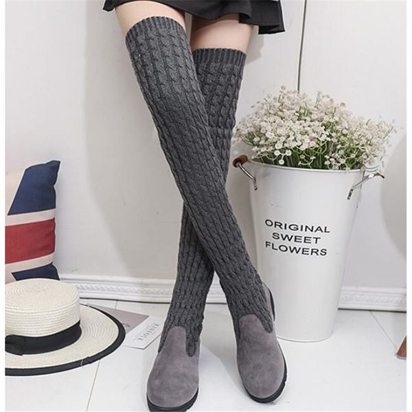 

faux suede platform slim long boots over the knee high women boots female fashion autumn winter thigh high stretch, Black