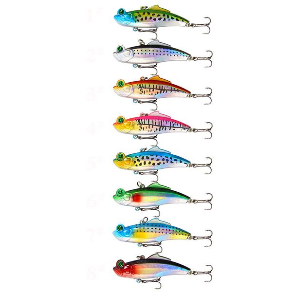 

8pcs vib fishing lures 6.5cm 12.5g sinking crankbait abs plastic hard bait bass vibration wobbler winter ice fishing jig bait