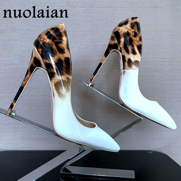 

brand design 12cm thin heels womens shoes pointed toe summer leopard pumps high heel shoes woman high heels women wedding shoes, Black