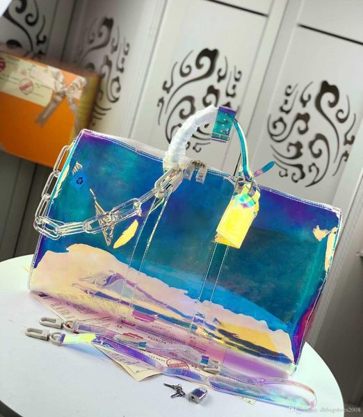 

keepall 50 crystal model travel bags for men real leather transparent women crossbody totes shoulder bag for ladies man