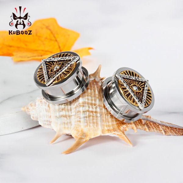 

ювелирные изделия kubooz 2pcs пронзительный заглушки туннели манометры носилки из нержавеющей стали серьги глаз бога тело expander подарка с, Slivery;golden
