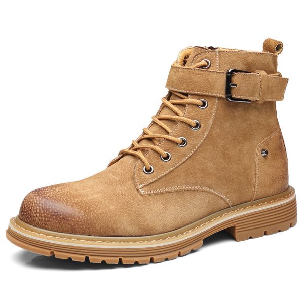 

warm. winter pigskin men's boots men's leather boots, snow boots waterproof safety shoes tooling, Black