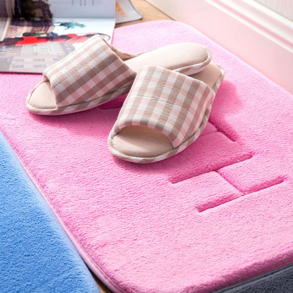 

dropship 40*60cm bath mat bathroom carpet rug coral fleece memory foam bathroom mat kitchen door floor tapis de bain