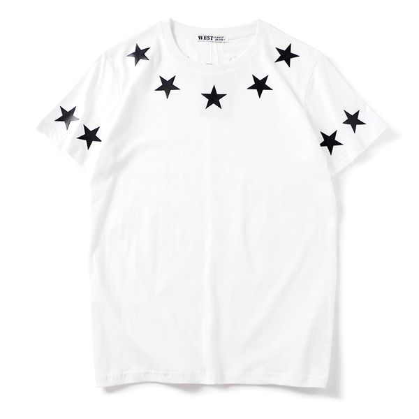 

мужские дизайнерские футболки кожаные звезды печатные футболка с коротким рукавом летняя повседневная черная белая футболка crewneck, White;black