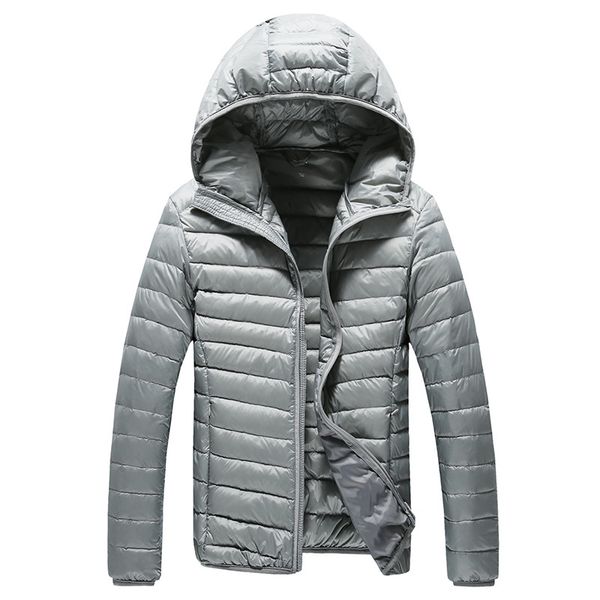 

2019 new high-end warm fashion for men feather hooded down jacket pure color boutique mens feather down coat thin light jackets, Black