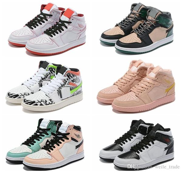 

2019 new mens 1s z mist basketball shoes graffiti pink green bred sports sneakers 1 trainers baskets designer des chaussures zapatilla