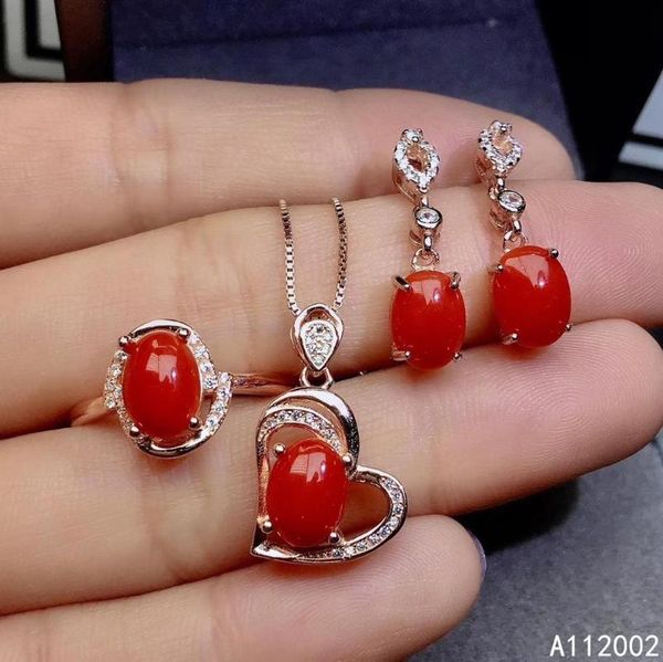 

kjjeaxcmy fine jewelry natural red coral 925 sterling silver new women pendant earrings ring set support test popular, Black