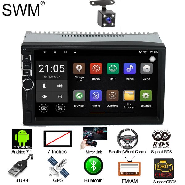 

swm rds radio 2 din android 7.1 gps navigation car autoradio stereo radio coche bluetooth radios para auto fm usb