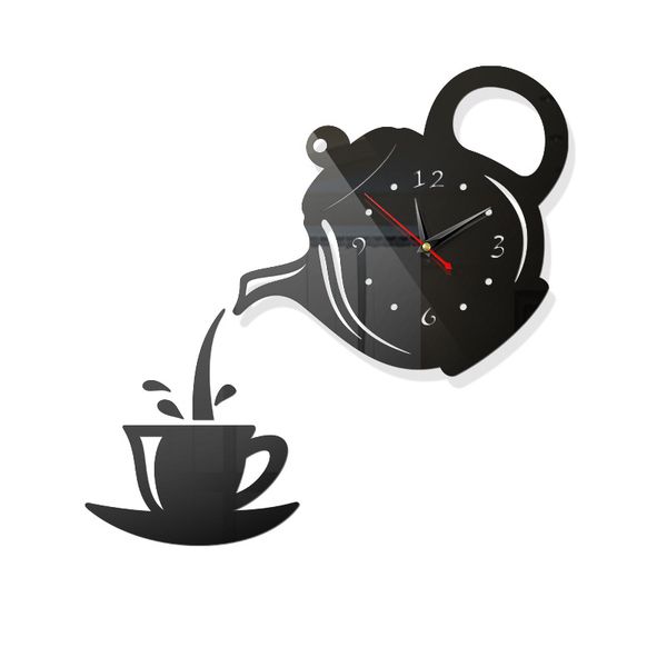 

creative diy acrylic coffee cup teapot 3d wall clock decorative kitchen wall clocks living room dining room home decor clock