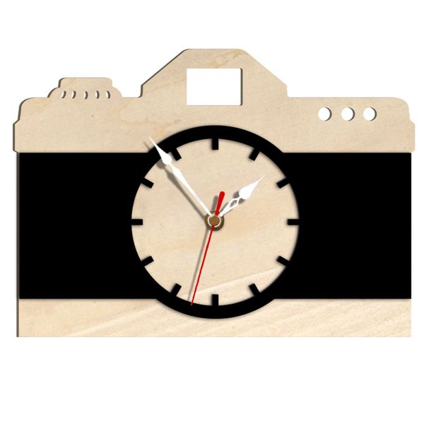 

cute battery powered digital camera style table clock alarm wall clock