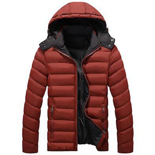 

winter warm thick down jacket men parkas hooded coat duck down cotton male outwear coat long sleeve casual outwear overcoat, Black