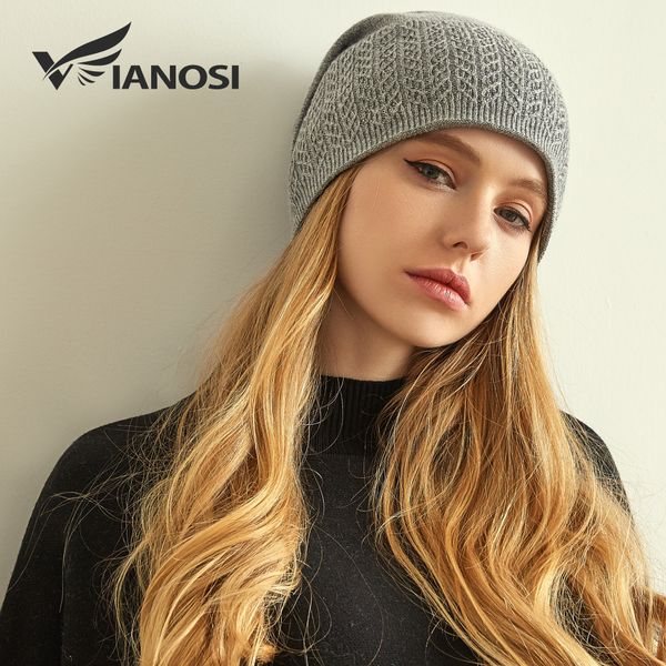 

vianosi winter knitted wool hat for women warm casual beanie caps winter brand gorros mujer invierno fashion hats, Blue;gray