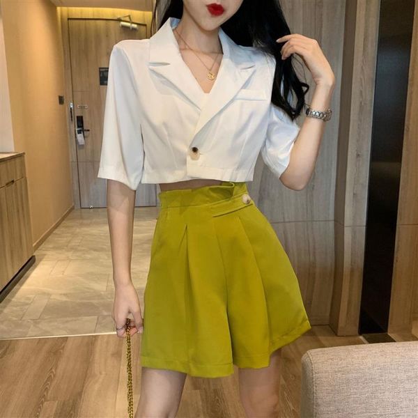 

women's shorts women 2021 summer thin casual loose wide ladies beach high waist button fashion woman female streetwear, White;black