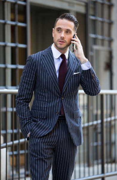

latest navy blue mens suits 2 piece (coat+pants) notch lapel striped terno masculino groom wedding slim fit suit, White;black