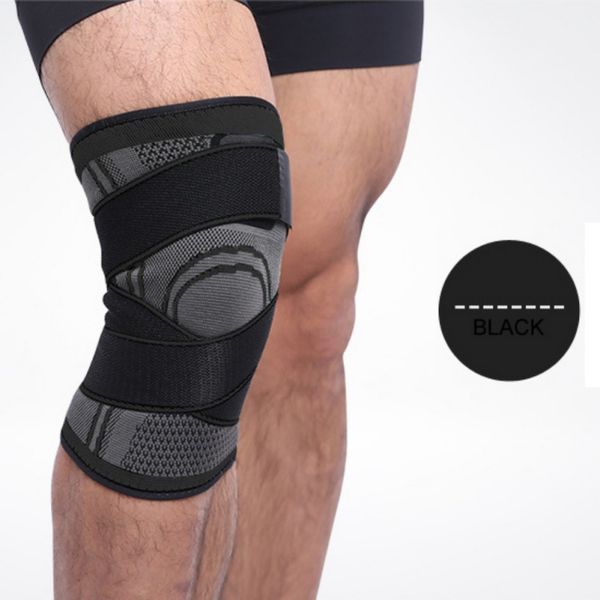 

knee sleeve 3d pressurized fitness running cycling bandage leg protector pads elastic nylon sport compression knee cap, Black;gray