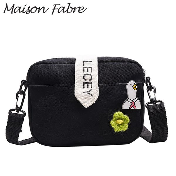 

maison fabre bag men women canvas shoulder bag cute cartoon boys girls letter small crossbody 2019 ladies zipper handbag