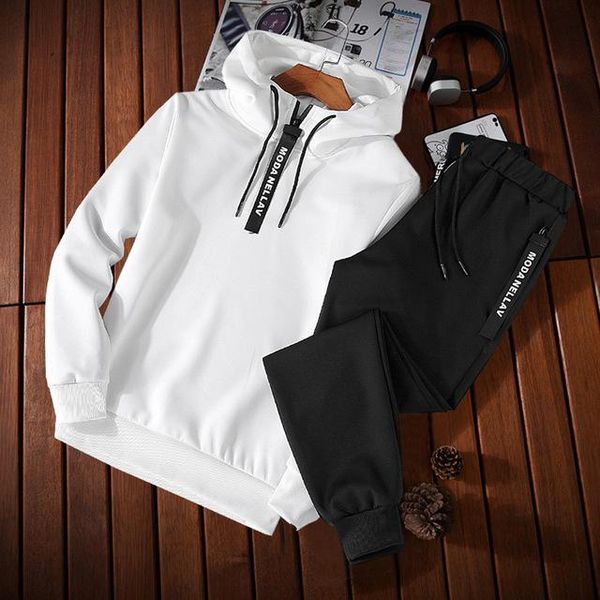 

active spring new men tracksuit two piece sets pullover sweatshirts +pants sportwear male suit sweatshirts trend asian size  -5xl, Gray