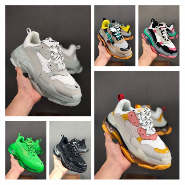 

new triple s 3.0 air-cushioned men women casual shoes split black grey black white red multi luxury paris old dad sneakers sale
