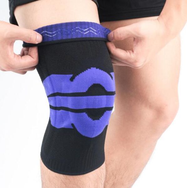 uomo donna Design Sport ginocchiera Calcio calcio Pallacanestro traspirante in silicone elasticizzato a compressione elastica parastinchi cintura rotula fitness