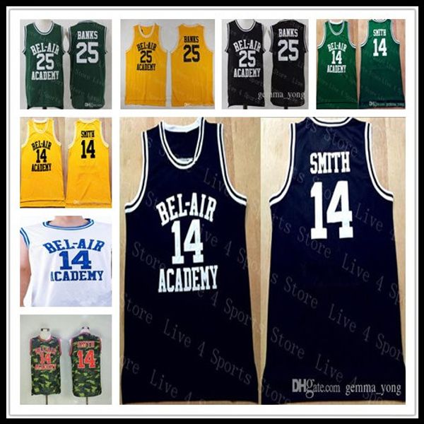 

Cheap Men FRESH PRINCE OF BEL-AIR Movie Sewn Basketball 14 WILL SMITH 25 Carlton Banks All Stitched Jerseys High Quality Embroidered Shirts, 14-black