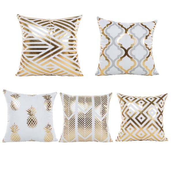 

gold foil pillow covers case golden design living room ornament cushion cases cover square 45*45 cm pillow slips