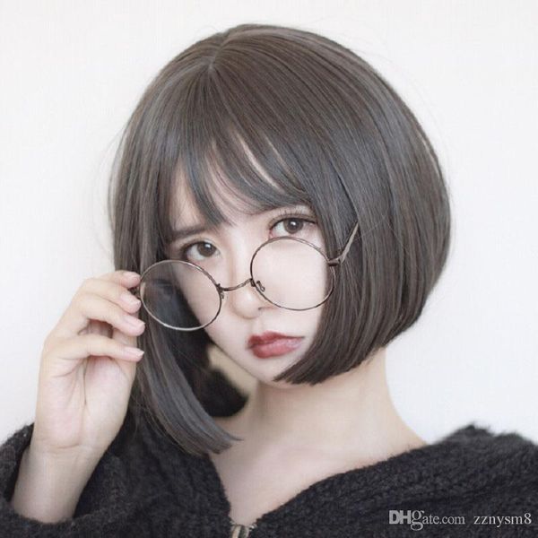 

women's fashion long party cosplay wig fashion straight hair wigs natural salon wig doll wig headgear short wave for women, Black