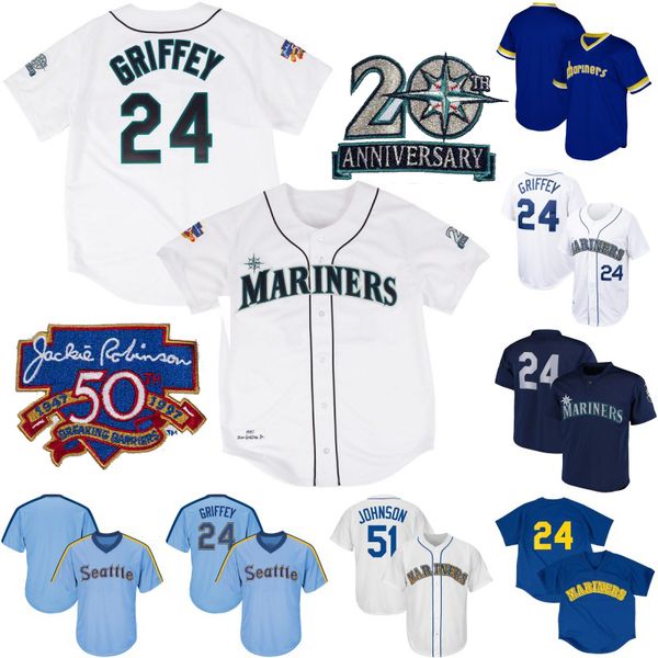 

Seattle 24 Ken Griffey Jr. 51 Randy Johnson Mens Womens Youth 1997 Ken Griffey Jr. Mariners Retro Baseball Jerseys Free Shipping