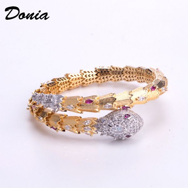 

donia jewelry electroplating exaggeration micro inlay color zircon ferocious animal adjustable opening bracelet personalized birthday gift c, Black