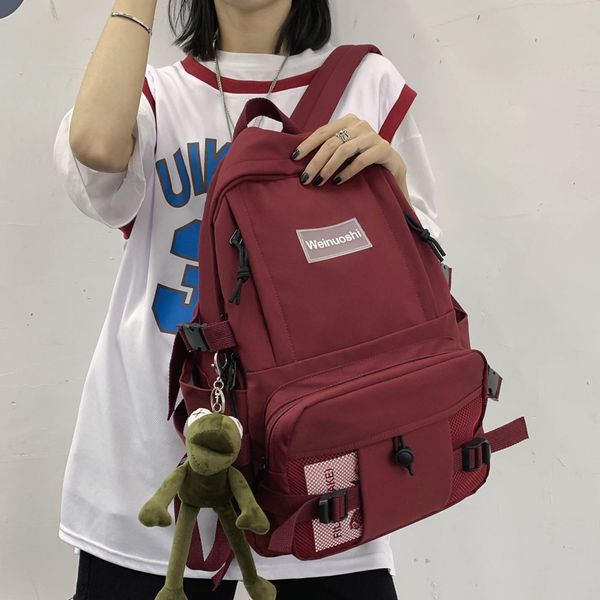 

dcimor new waterproof nylon women backpack female insert buckle backpack multiple pockets schoolbag for teenage girls mochilas