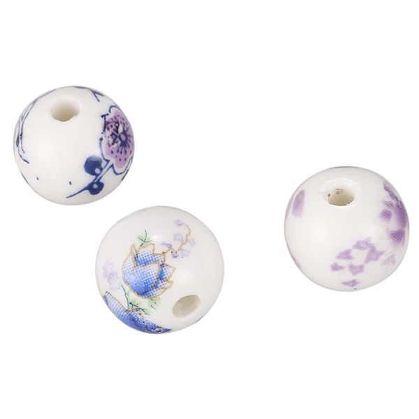 

30pcs mixed flower pattern round ceramic beads 12mm(4/8 inch)dia