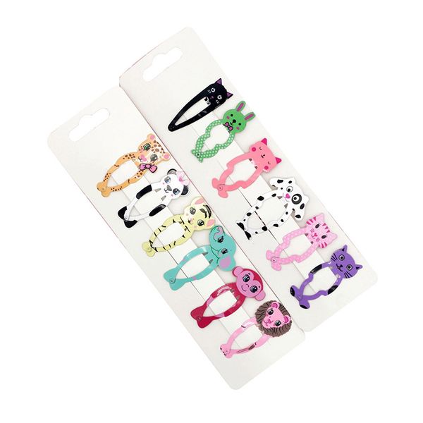 

cute cartoon animal children babys clip metal paint girls hairpin baby print flower haripin 6 pack kids hair accessories, Slivery;white
