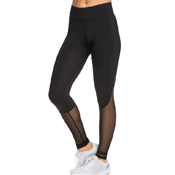

ishowtienda women sport legging yoga pants ladies'side patchwork gauze hip-lifting exercise yoga pants nine-minute, White;red