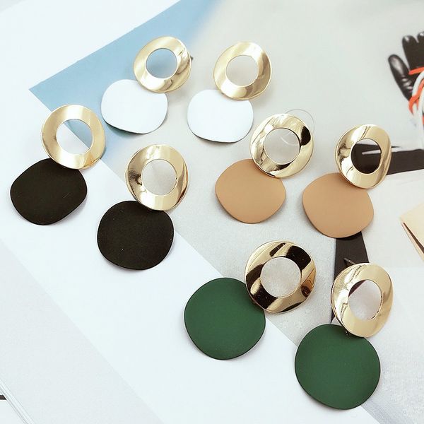 

earrings for women gold color geometric metal pendant earrings korean dubai round circle punk dangle earings fashion jewelry, Silver