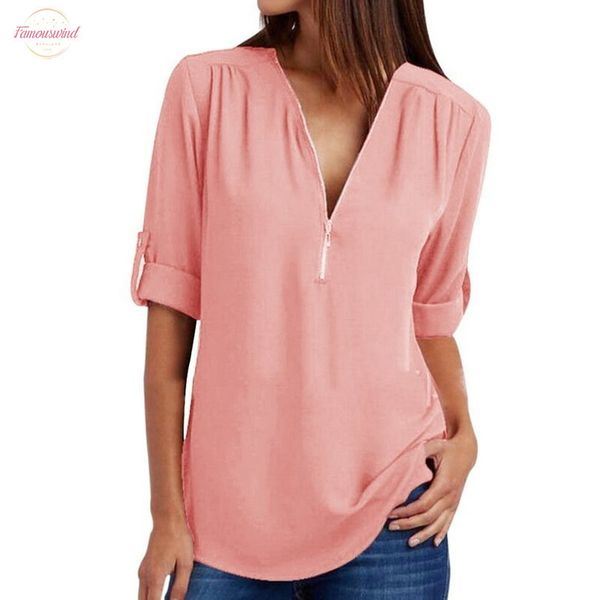 

zipper short sleeve women shirts v neck solid womens blouses casual tee shirts female clothes plus size 5xl, White