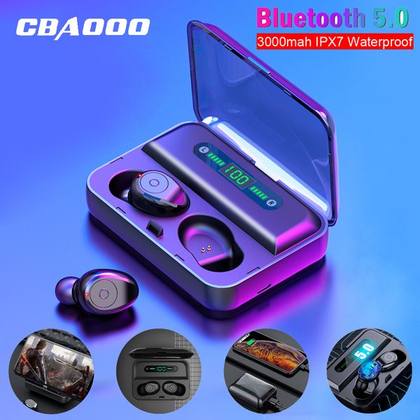 

cbaooo f9-3 bluetooth earphones tws 5.0v waterproof hd stereo wireless earbuds noise cancelling gaming headset led power display