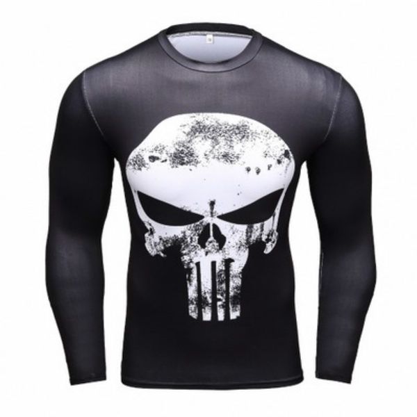 

men tight sport running t shirt quick dry long sleeve print men training t-shirt fitness gym clothing boy tee, Black;blue