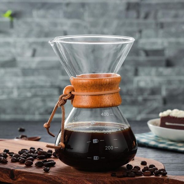 Hochtemperaturbeständige Glas-Kaffeemaschine, Kaffeekanne, Espresso mit Edelstahl-Filterkanne, Kaffeemaschinen, Küchenutensilien