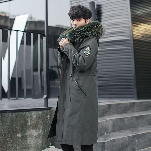 

real fur coat fur liner parka 2020 winter jacket men real raccoon collar luxury warm jackets casaco 8816 yy1086, Black