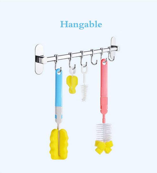 

bottle brush 6 pcs / set convenient clean tools sponge plastic glass cup feeding bottles soother nipple brushes hot