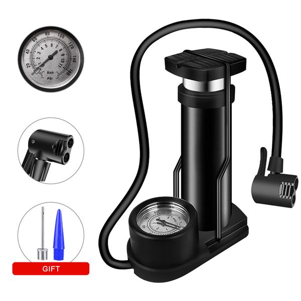 

mini motorcycle bicycle tire pump foot activated pump tyre inflator pressure gauge inflation needle inflatable device valve