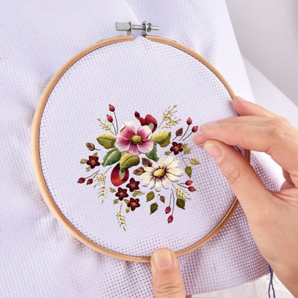 

wood hand embroidery hoop round cross stitch frame needle crafts diy tool ring circle round loop cross stitch hand needle craft, Black