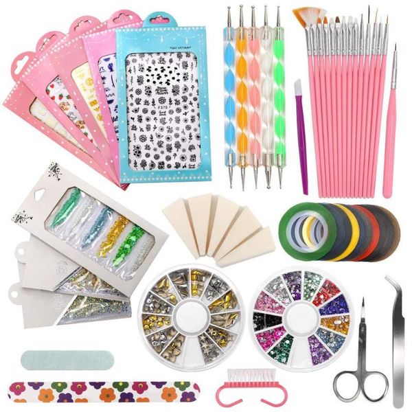 

nail art tools decoration accessories fashion design dotting pen brush 3d rhinestones diamond nail stamping sponge pusher