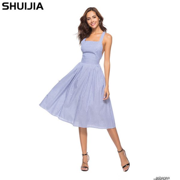 

womens designer backless cross striped dressxt7kh, Black;gray