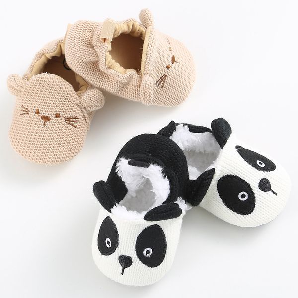 

0-1 years old baby shoes soft bottom set foot floor shoes cute panda and brown bear baby shoes, Black