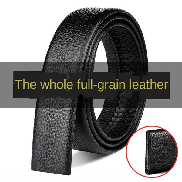 

strip men's leather automatic business layer cowhide non-head belt transparent dye headless belt, Black;brown