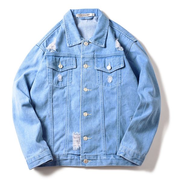 

autumn winter mens solid casual denim jacket trendy fashion thin ripped denim jacket mens jeans outwear male cowboy coats, Black;brown
