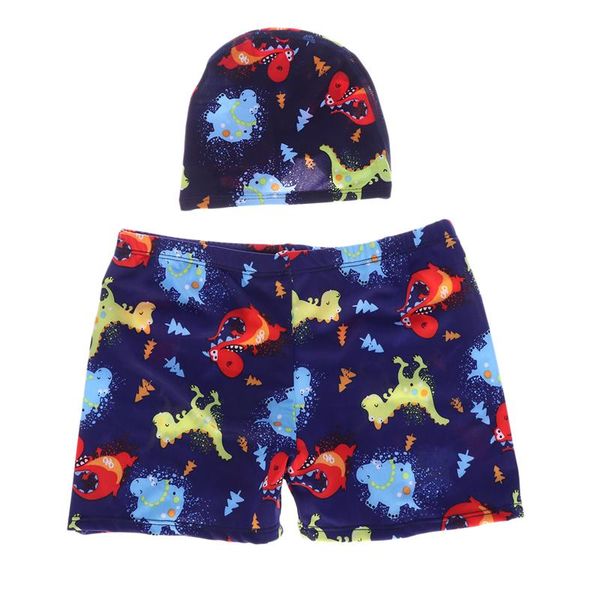 

1 set swimsuit cartoon little dinosaur swimming pants and cap beach wear with hat swimwears bathing suits for children kids