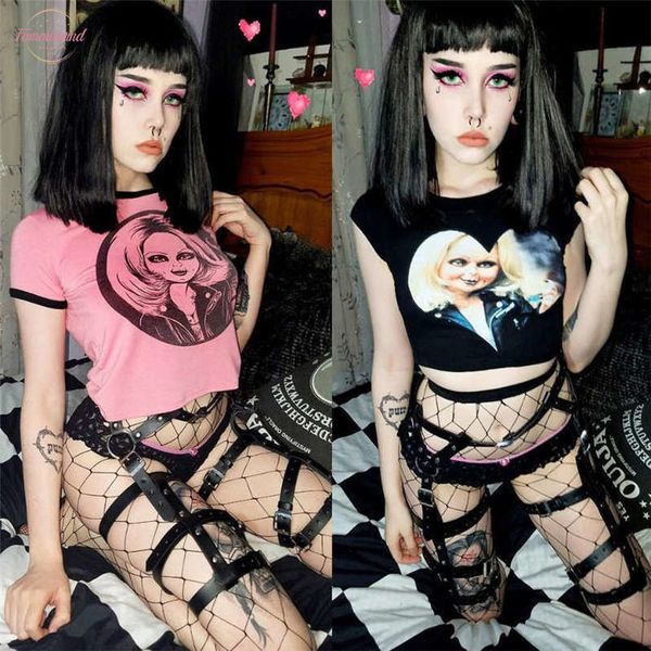 

2020 summer rock punk t shirt women streetwear skull unicorn printed short sleeve loose black harajuku brand tee femme top, White